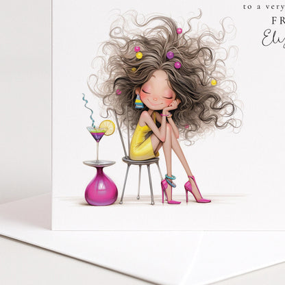 Funny Birthday Card - Stylish Elegant Birthday Card for Friend, Personalised Option