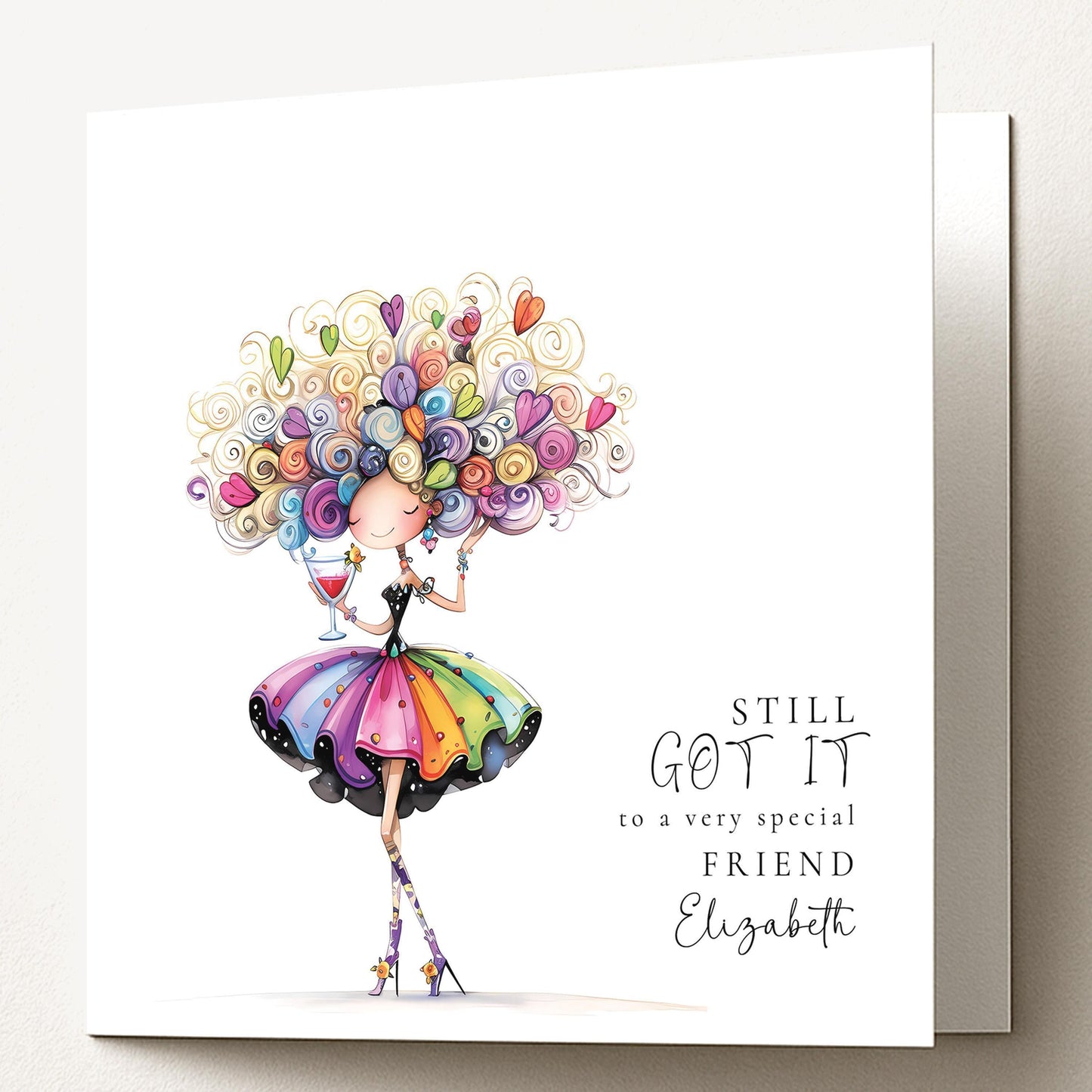 Funny Birthday Card - Stylish Personalised Greeting for Friend with Bold Illustration
