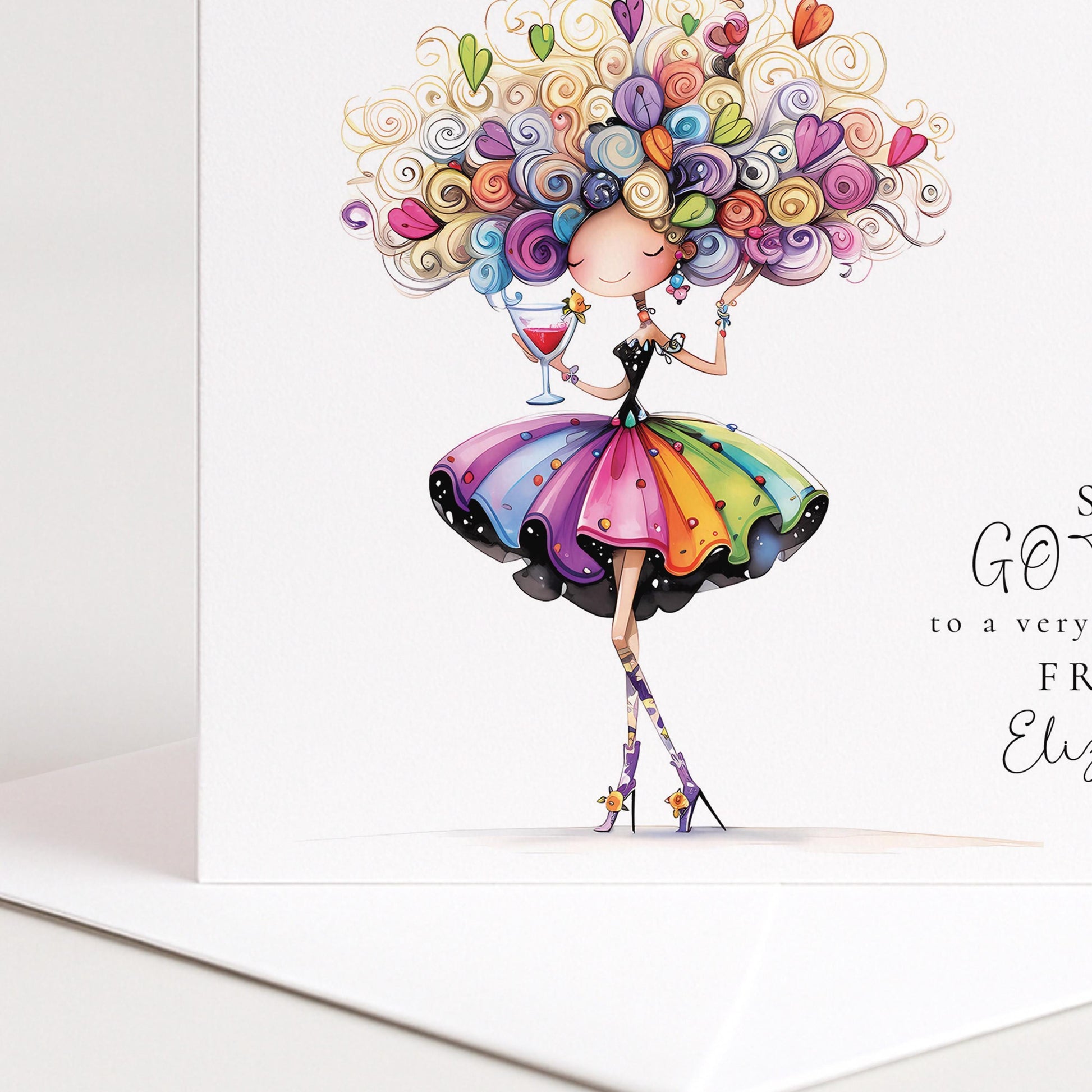 Funny Birthday Card - Stylish Personalised Greeting for Friend with Bold Illustration