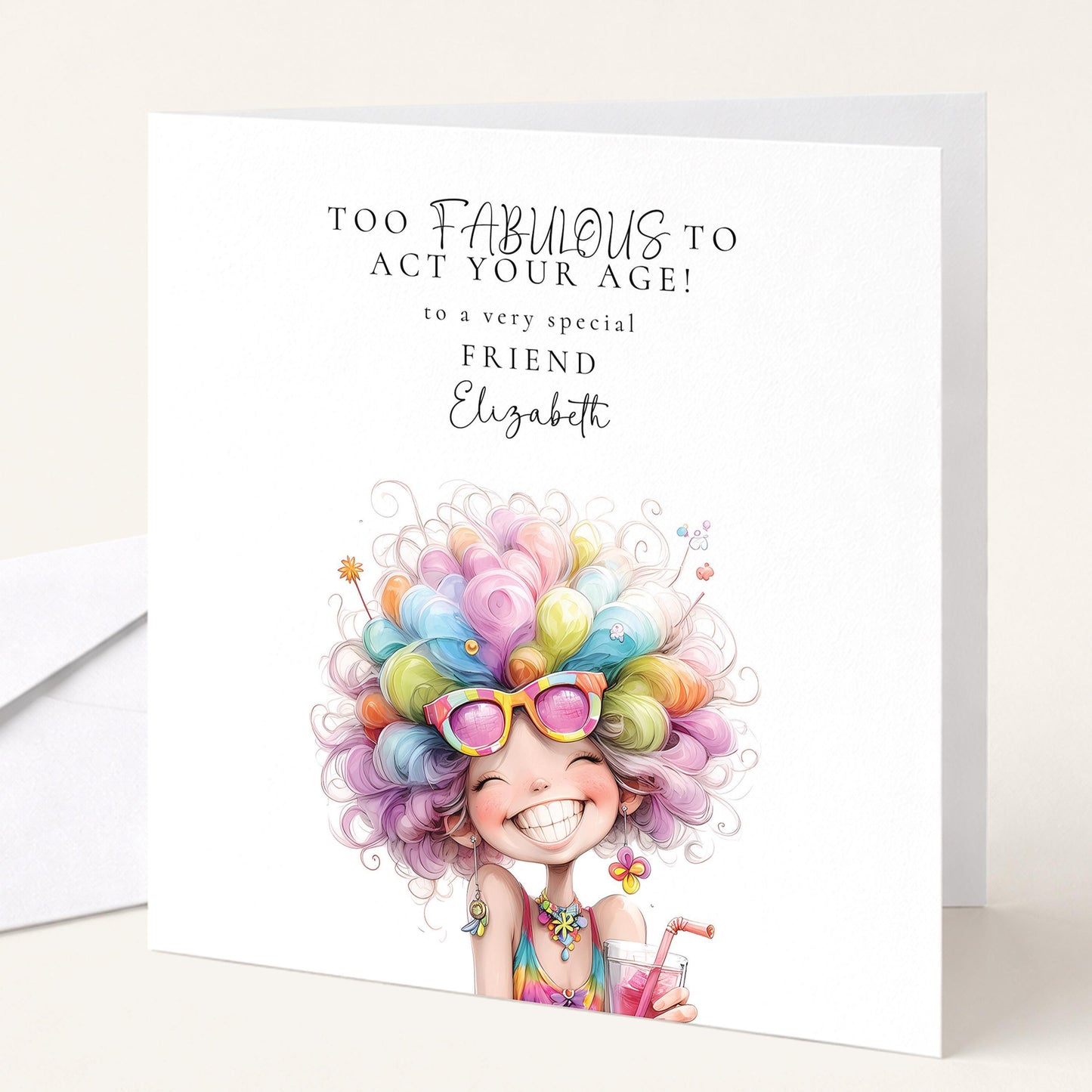 Funny Birthday Card - Too Fabulous Friend Personalised Colourful Greeting