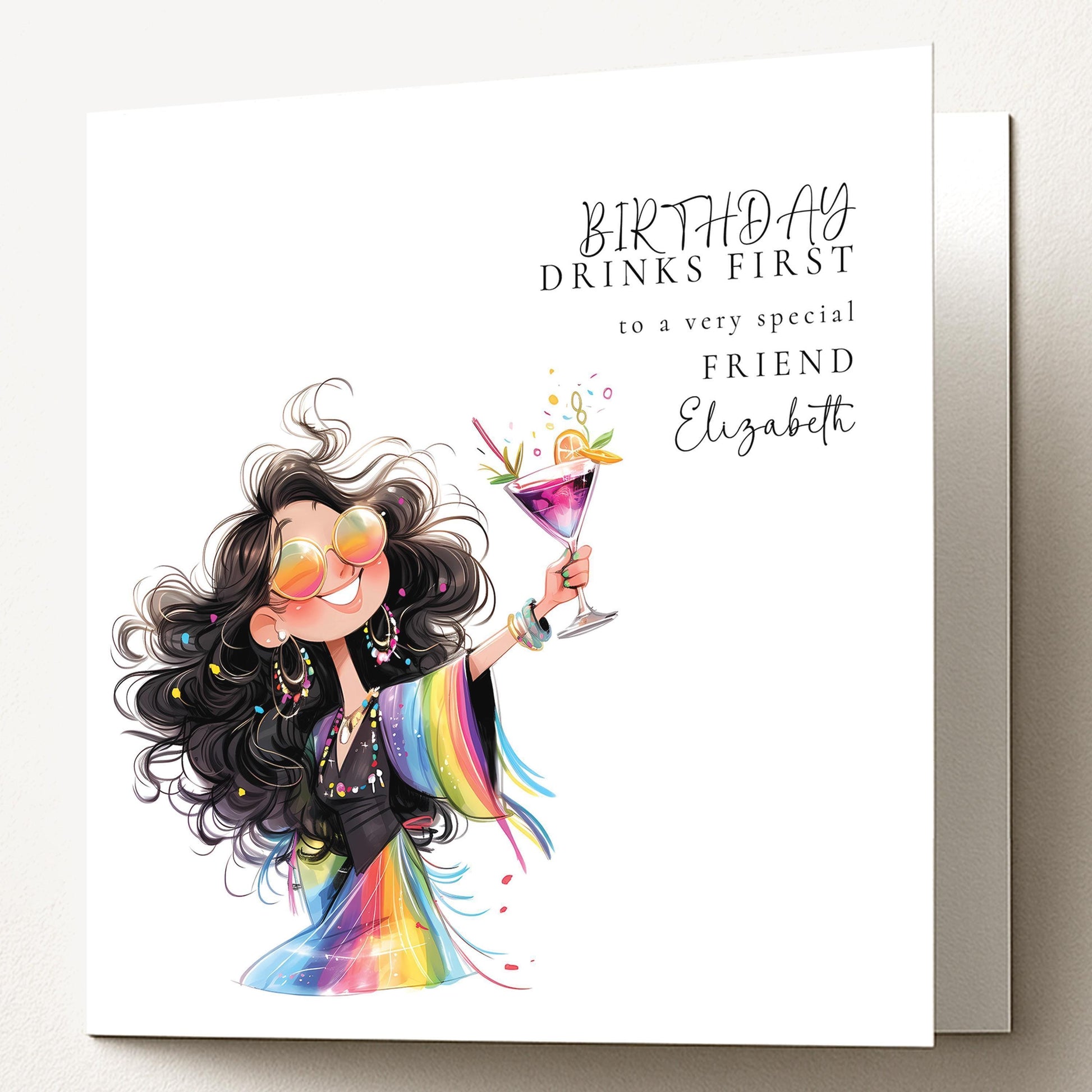 Funny Birthday Card With Personalisation - Women’s Bold Birthday Illustration | Cocktail Theme