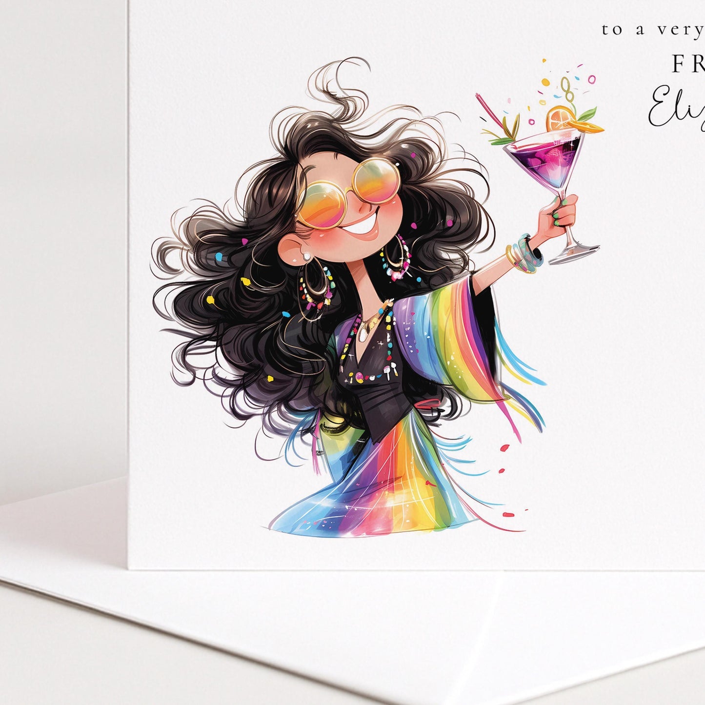 Funny Birthday Card With Personalisation - Women’s Bold Birthday Illustration | Cocktail Theme