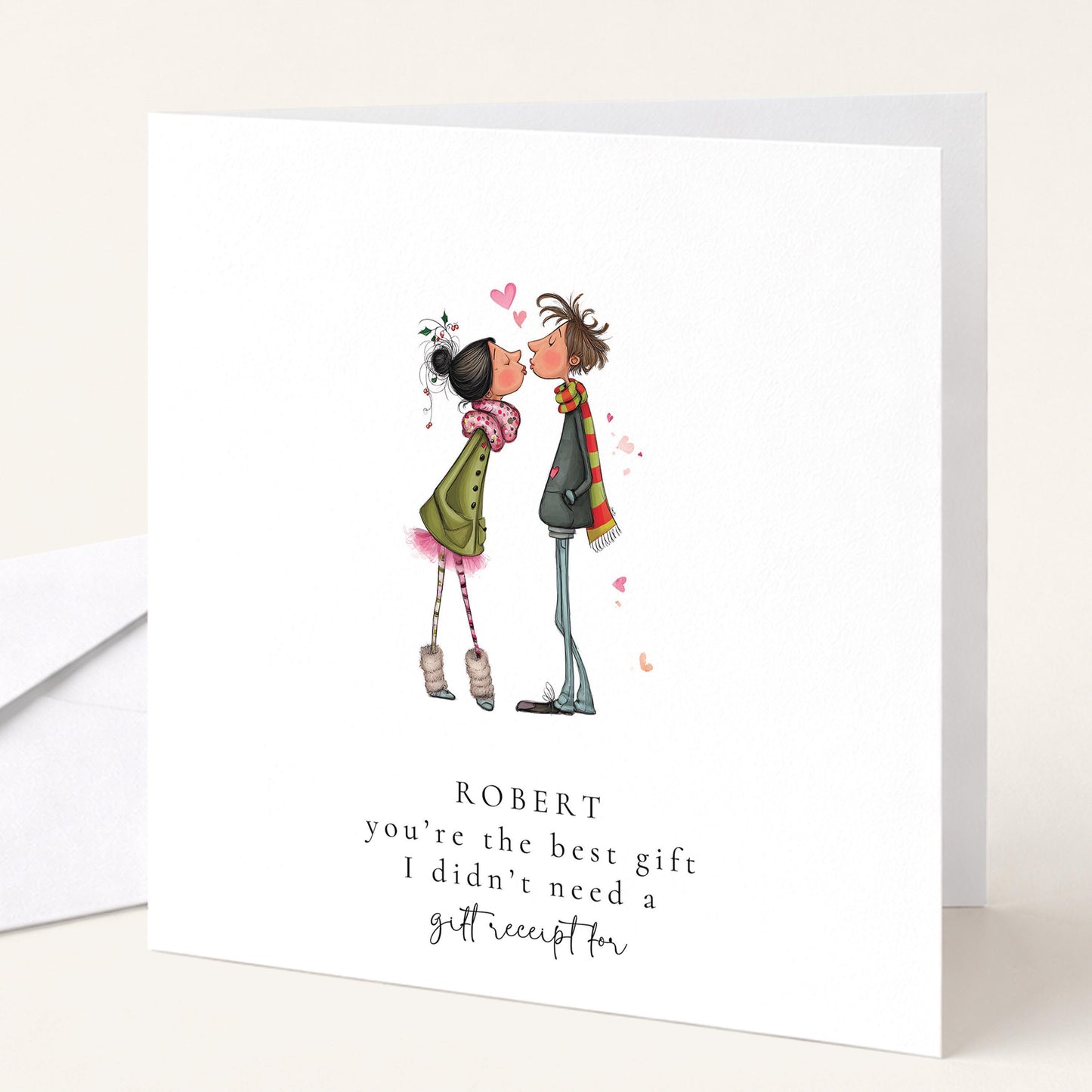 Funny Boyfriend Christmas Card - Personalised Holiday Greeting With Cute Festive Design