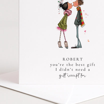Funny Boyfriend Christmas Card - Personalised Holiday Greeting With Cute Festive Design