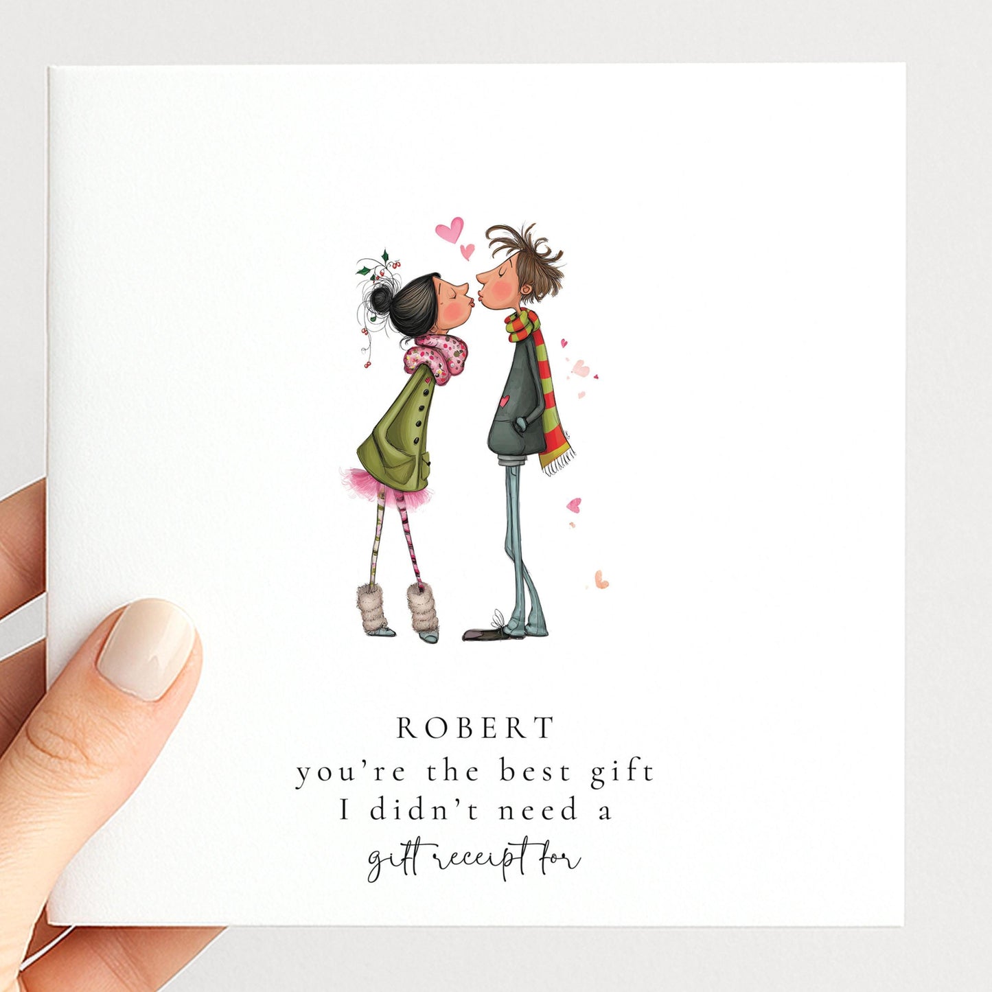 Funny Boyfriend Christmas Card - Personalised Holiday Greeting With Cute Festive Design