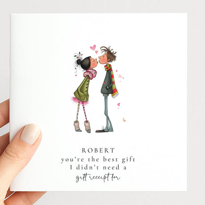 Funny Boyfriend Christmas Card - Personalised Holiday Greeting With Cute Festive Design