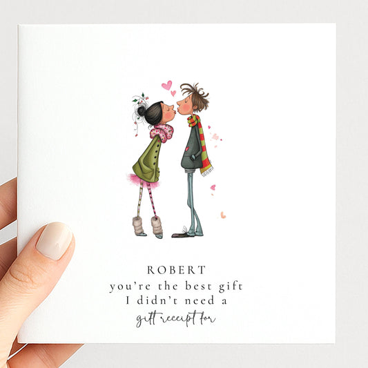 Funny Boyfriend Christmas Card - Personalised Holiday Greeting With Cute Festive Design