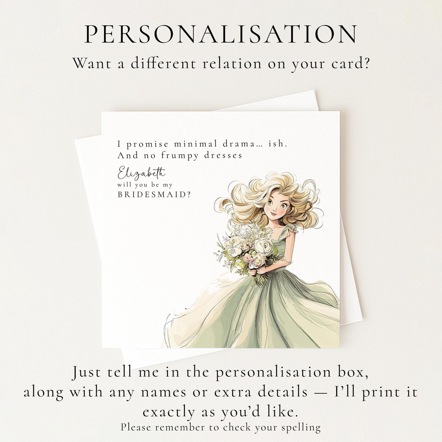 Funny Bridesmaid Proposal Card - Personalised Bridal Party Keepsake With Matte Finish