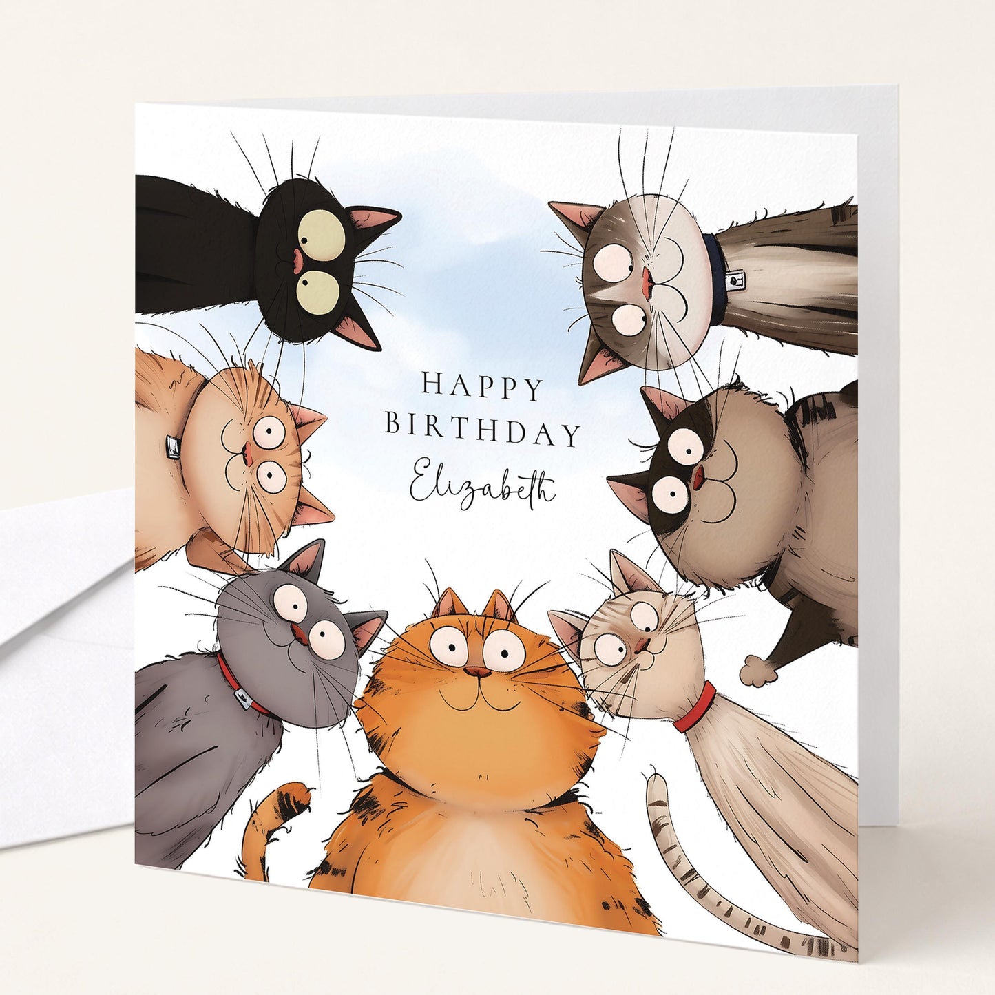 Funny Cat Birthday Card – Personalised Cute Cat Lover Greeting Card Matte Finish