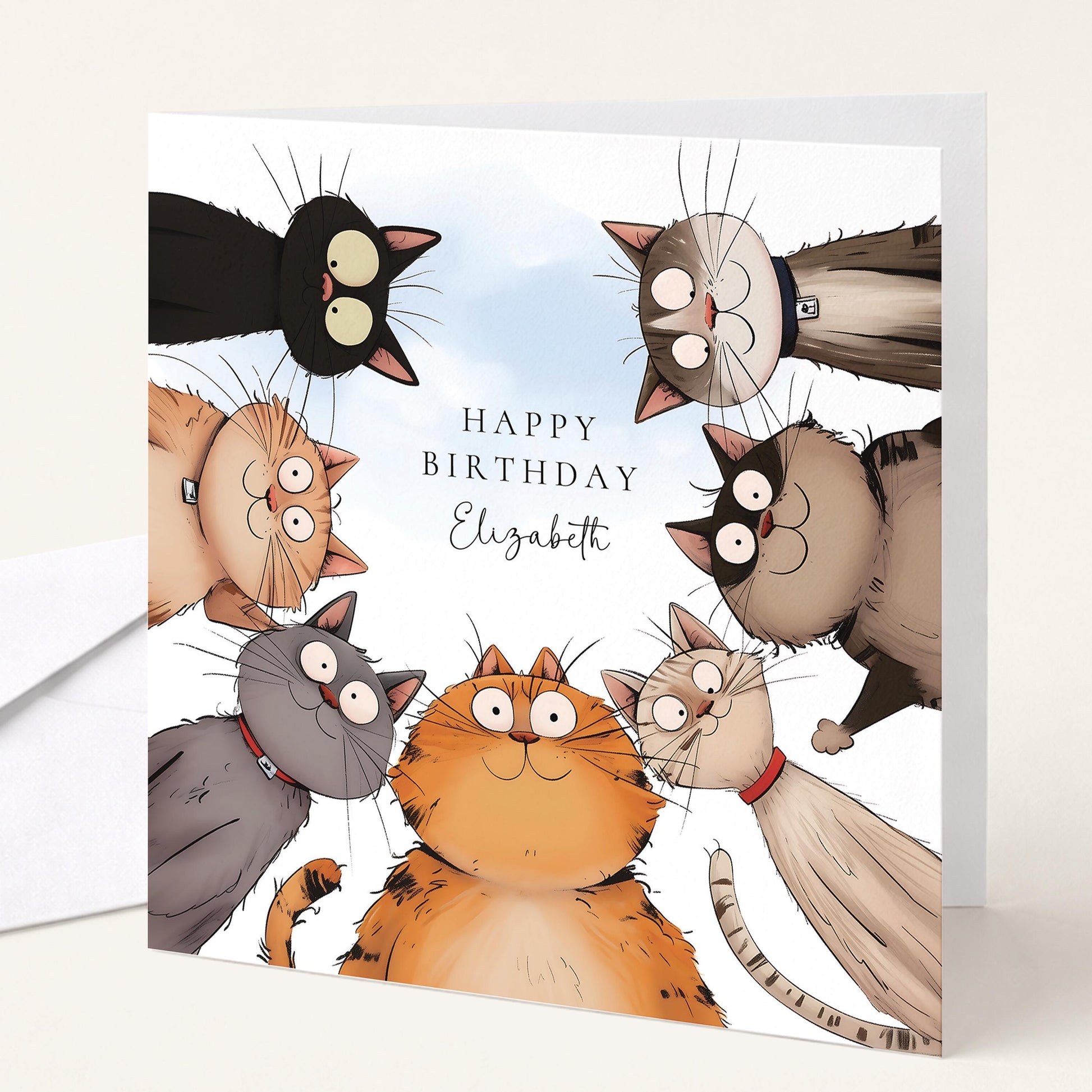 Funny Cat Birthday Card – Personalised Cute Cat Lover Greeting Card Matte Finish