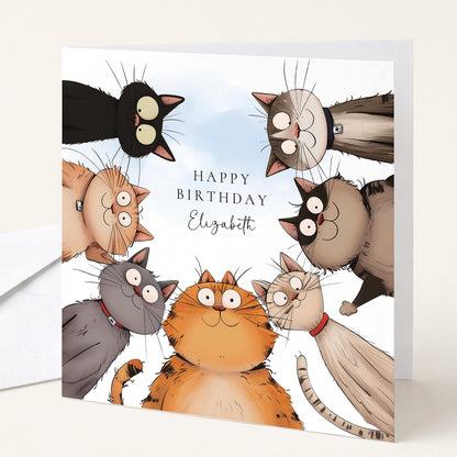 Funny Cat Birthday Card – Personalised Cute Cat Lover Greeting Card Matte Finish