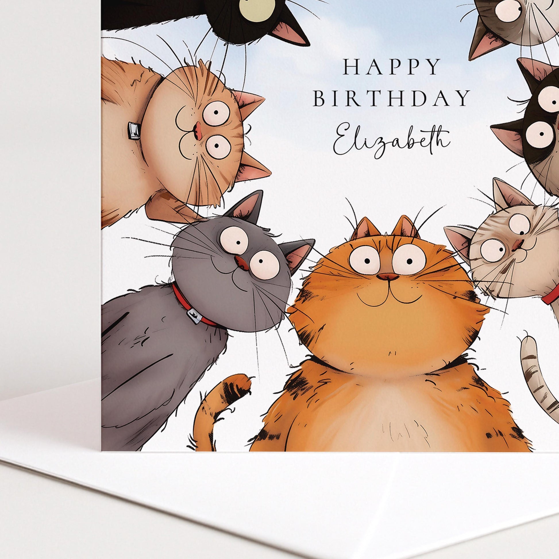 Funny Cat Birthday Card – Personalised Cute Cat Lover Greeting Card Matte Finish