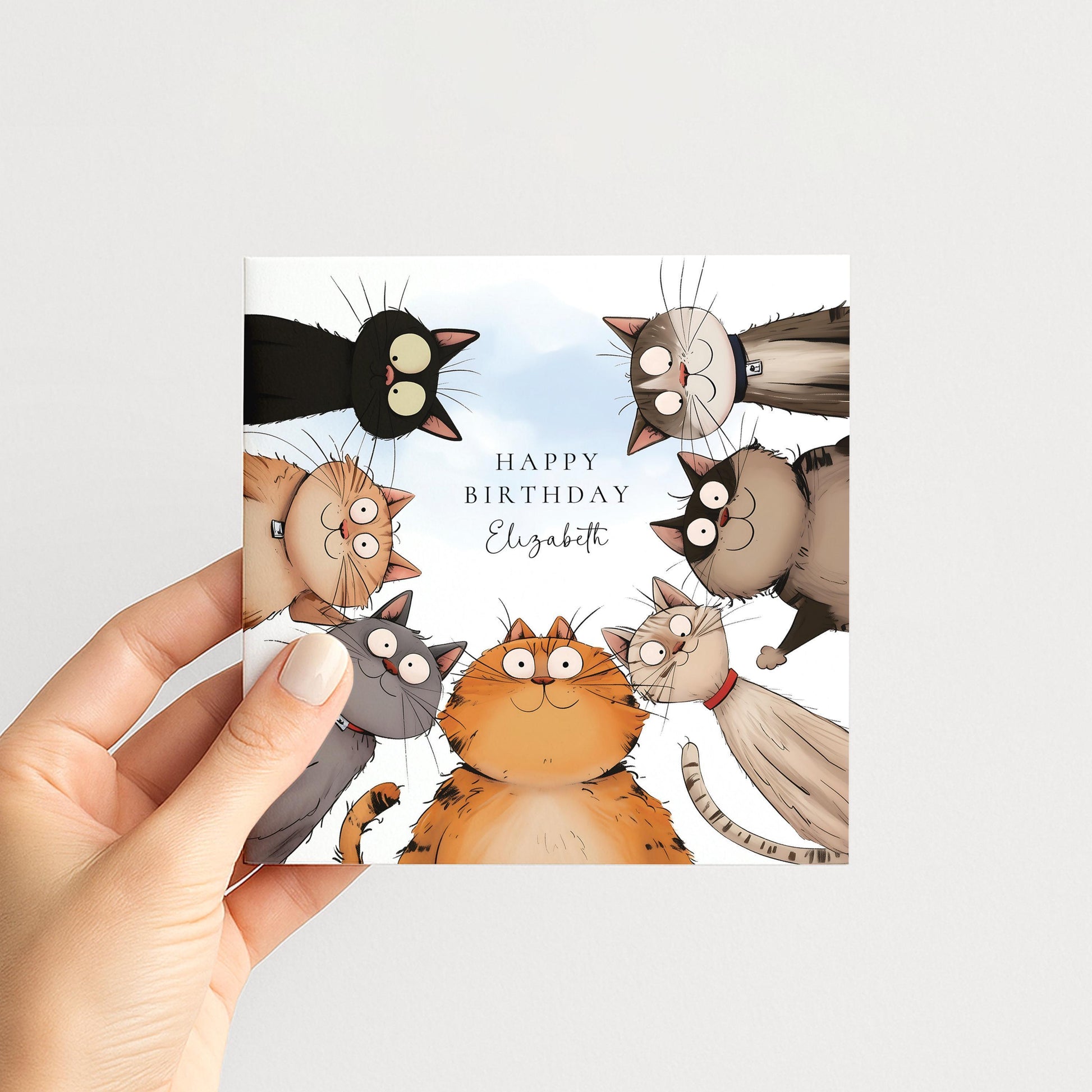 Funny Cat Birthday Card – Personalised Cute Cat Lover Greeting Card Matte Finish