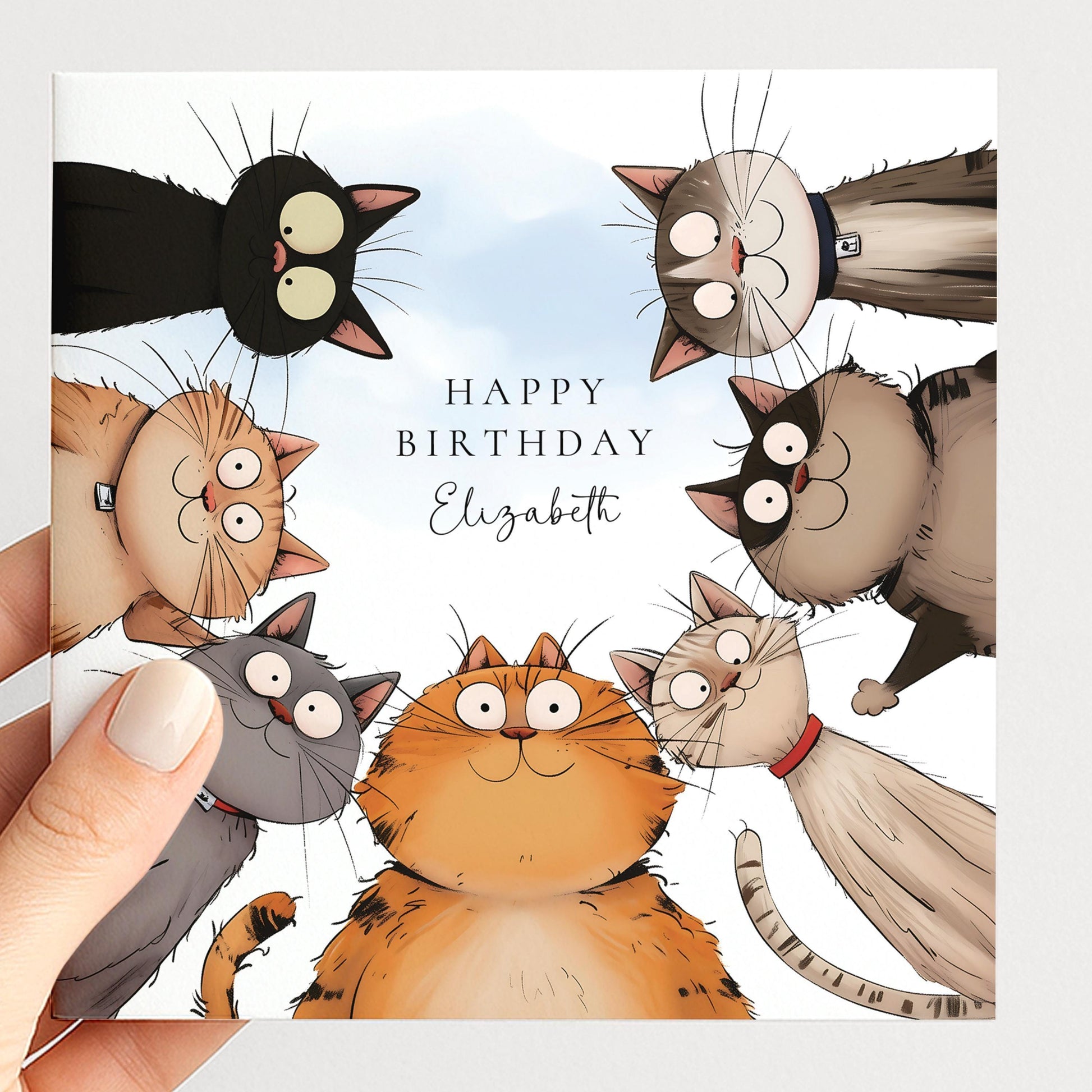 Funny Cat Birthday Card – Personalised Cute Cat Lover Greeting Card Matte Finish