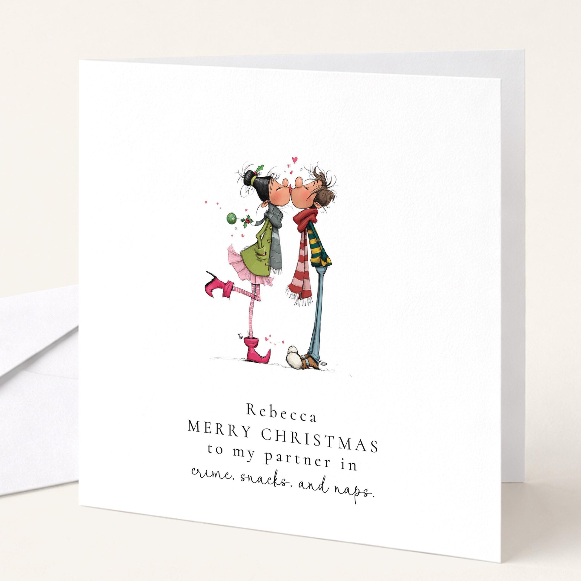 Funny Christmas Card - Partner in Crime Holiday Card with Matte Finish