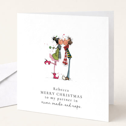 Funny Christmas Card - Partner in Crime Holiday Card with Matte Finish