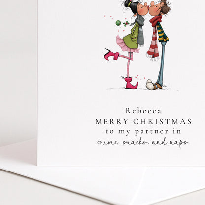 Funny Christmas Card - Partner in Crime Holiday Card with Matte Finish