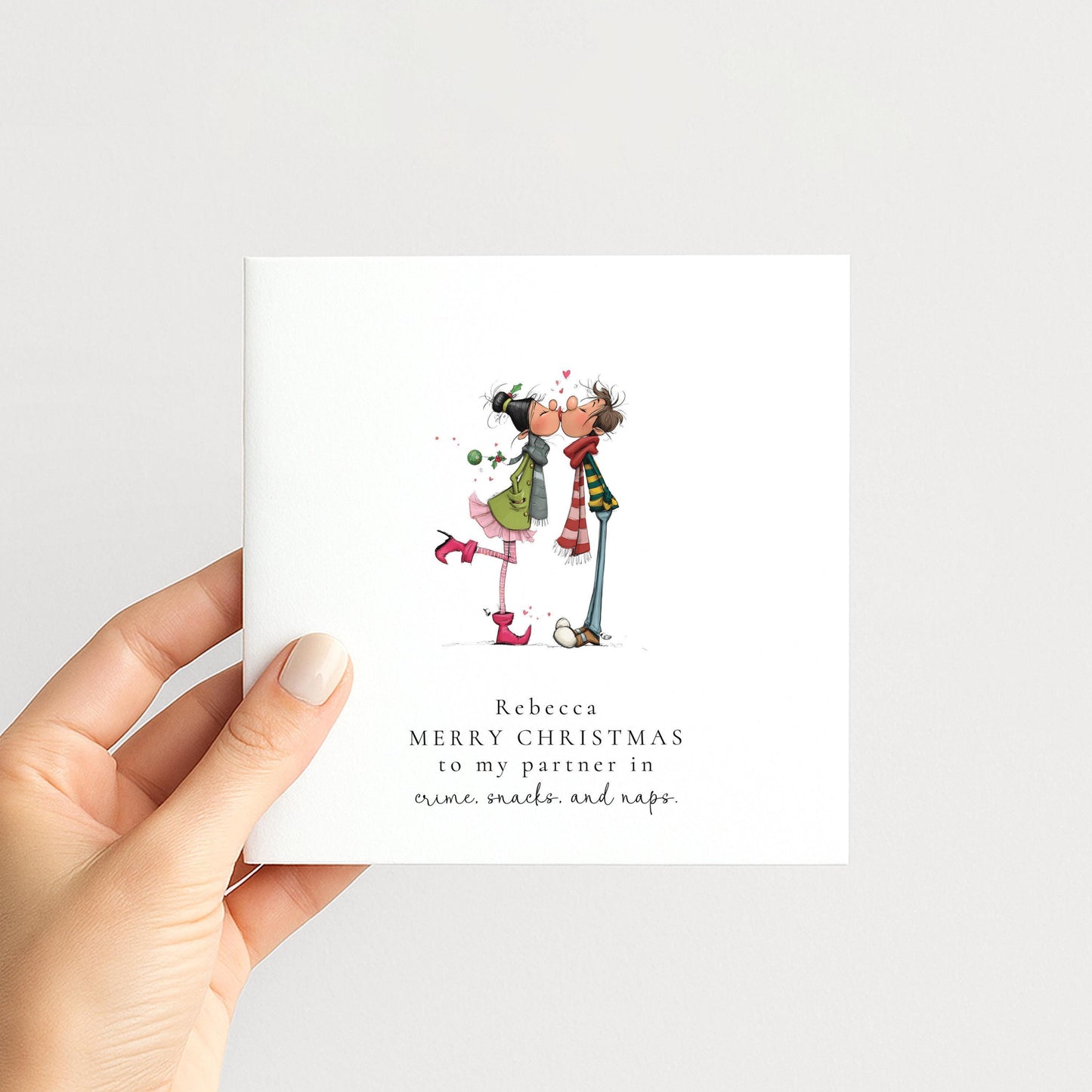 Funny Christmas Card - Partner in Crime Holiday Card with Matte Finish