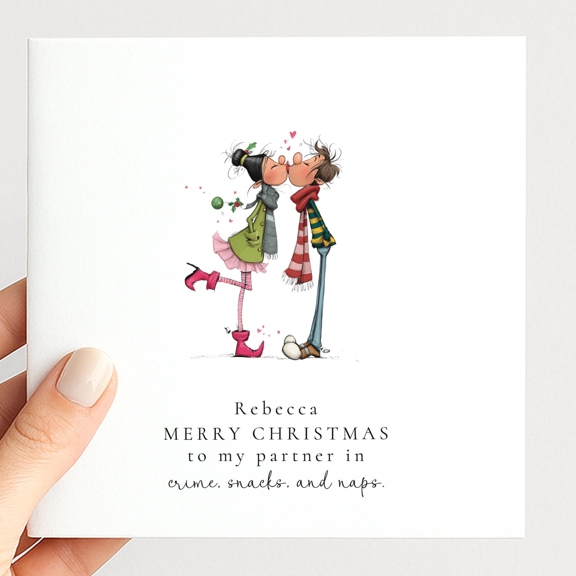 Funny Christmas Card - Partner in Crime Holiday Card with Matte Finish