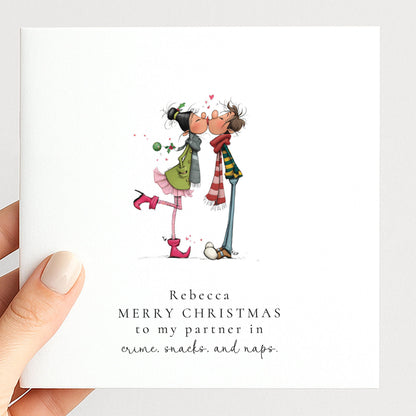 Funny Christmas Card - Partner in Crime Holiday Card with Matte Finish