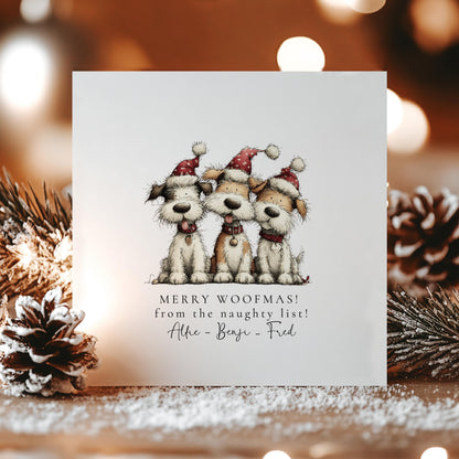 Funny Dog Christmas Card – Personalised Cute Dog Holiday Greeting With Merry Woofmas