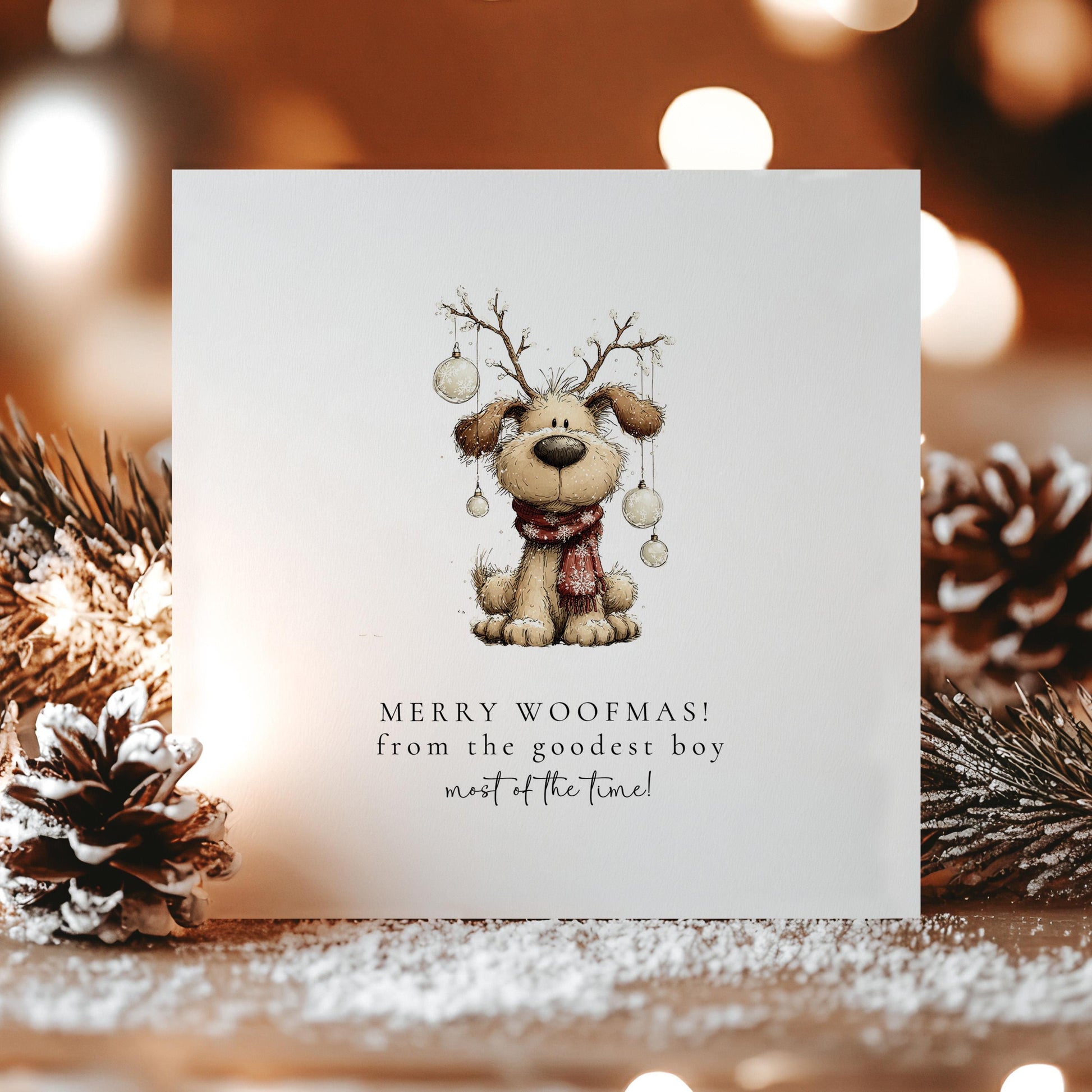 Funny Dog Christmas Card – Personalised Cute Holiday Greeting Card by Whimsi Lilley