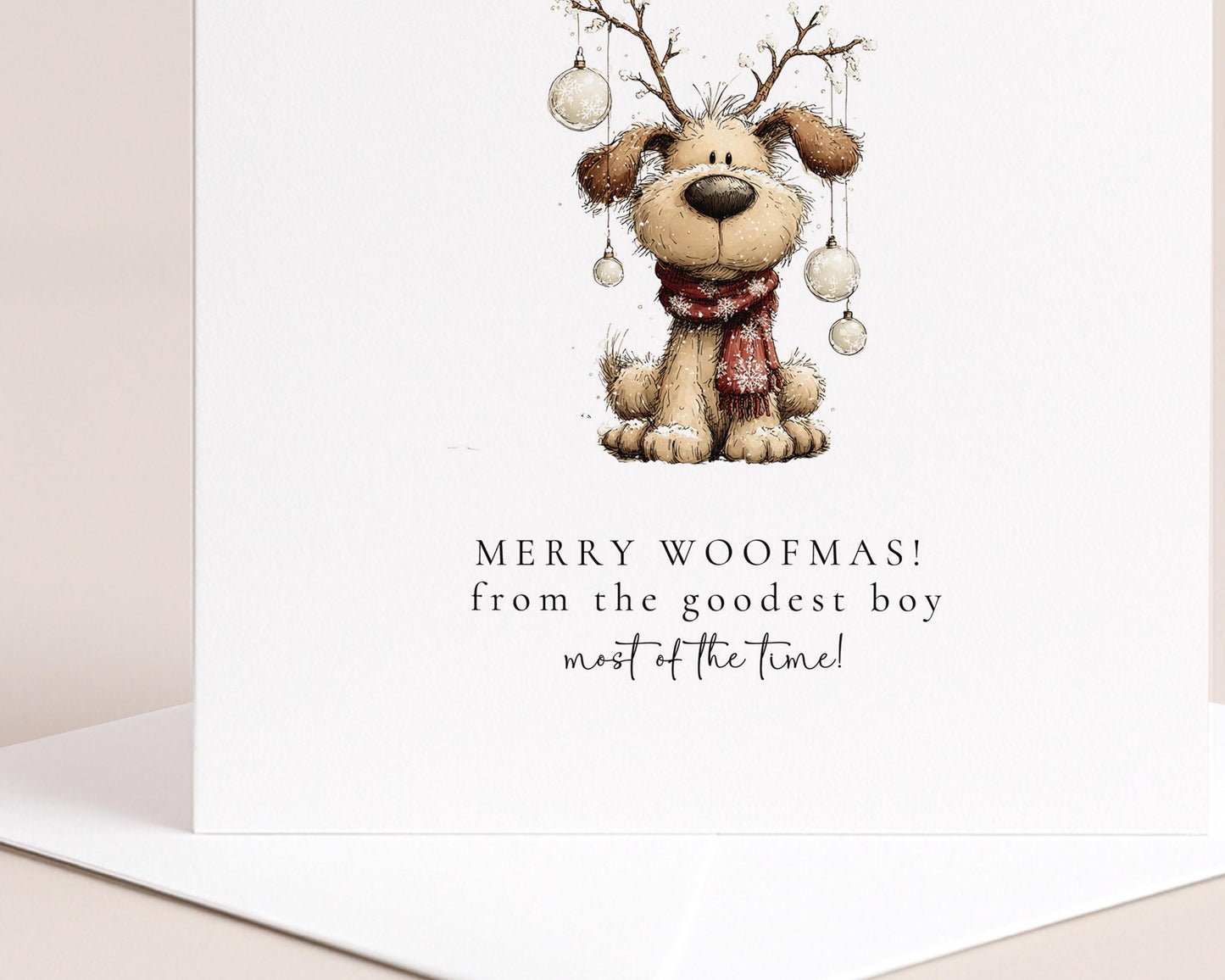 Funny Dog Christmas Card – Personalised Cute Holiday Greeting Card by Whimsi Lilley