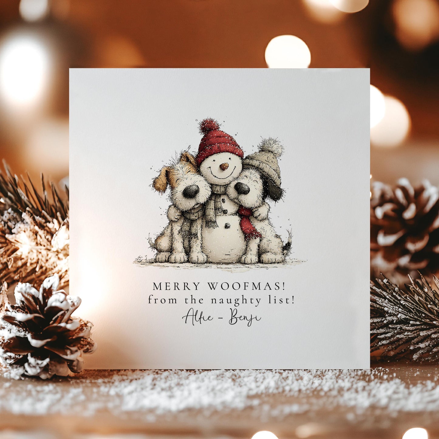 Funny Dog Christmas Card – Personalised Merry Woofmas Holiday Greeting