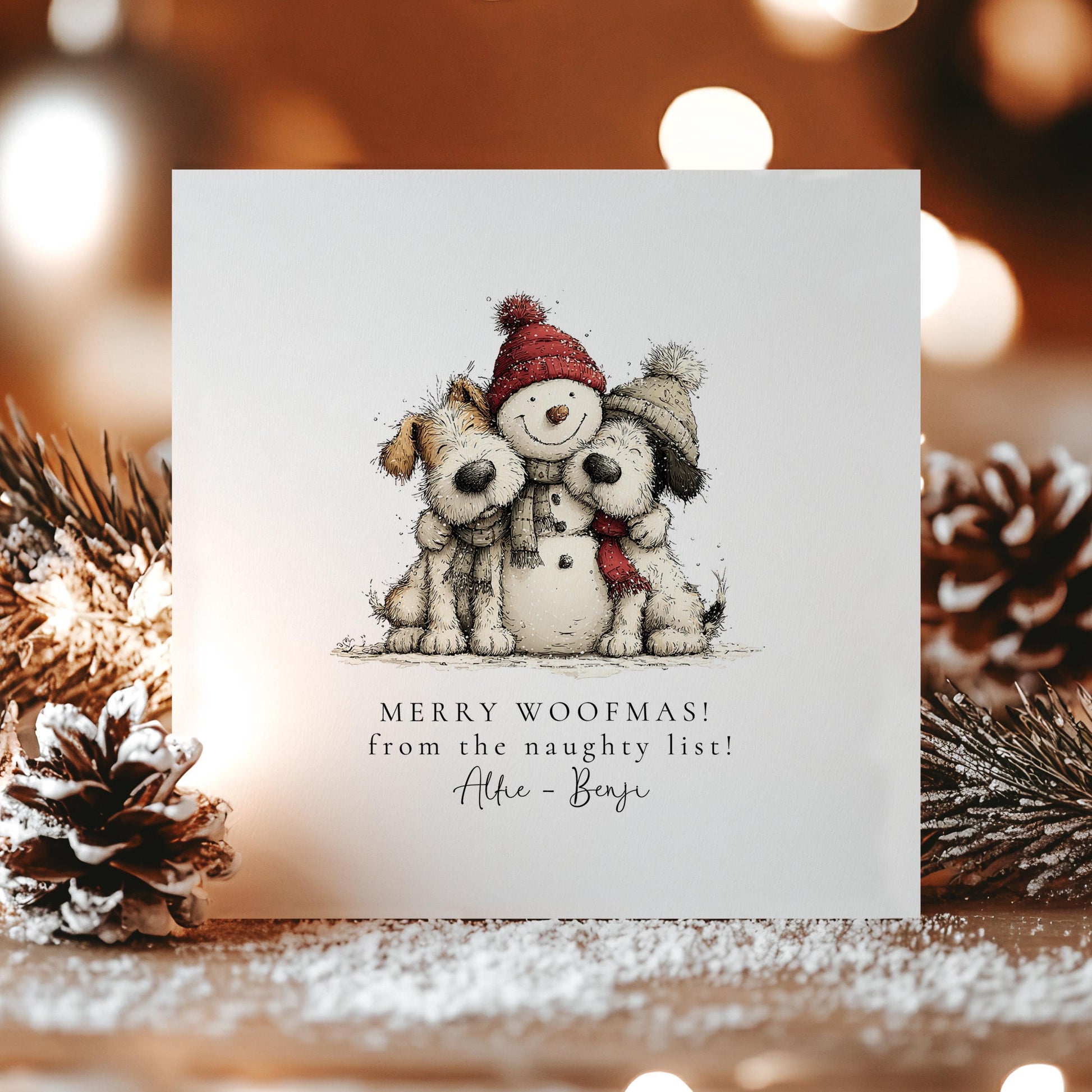 Funny Dog Christmas Card – Personalised Merry Woofmas Holiday Greeting