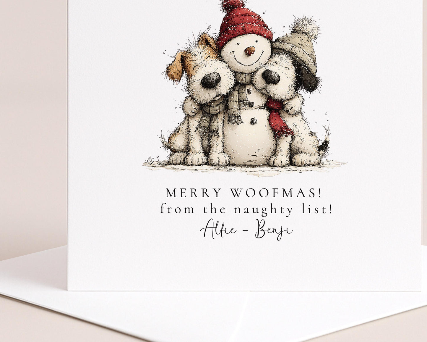Funny Dog Christmas Card – Personalised Merry Woofmas Holiday Greeting