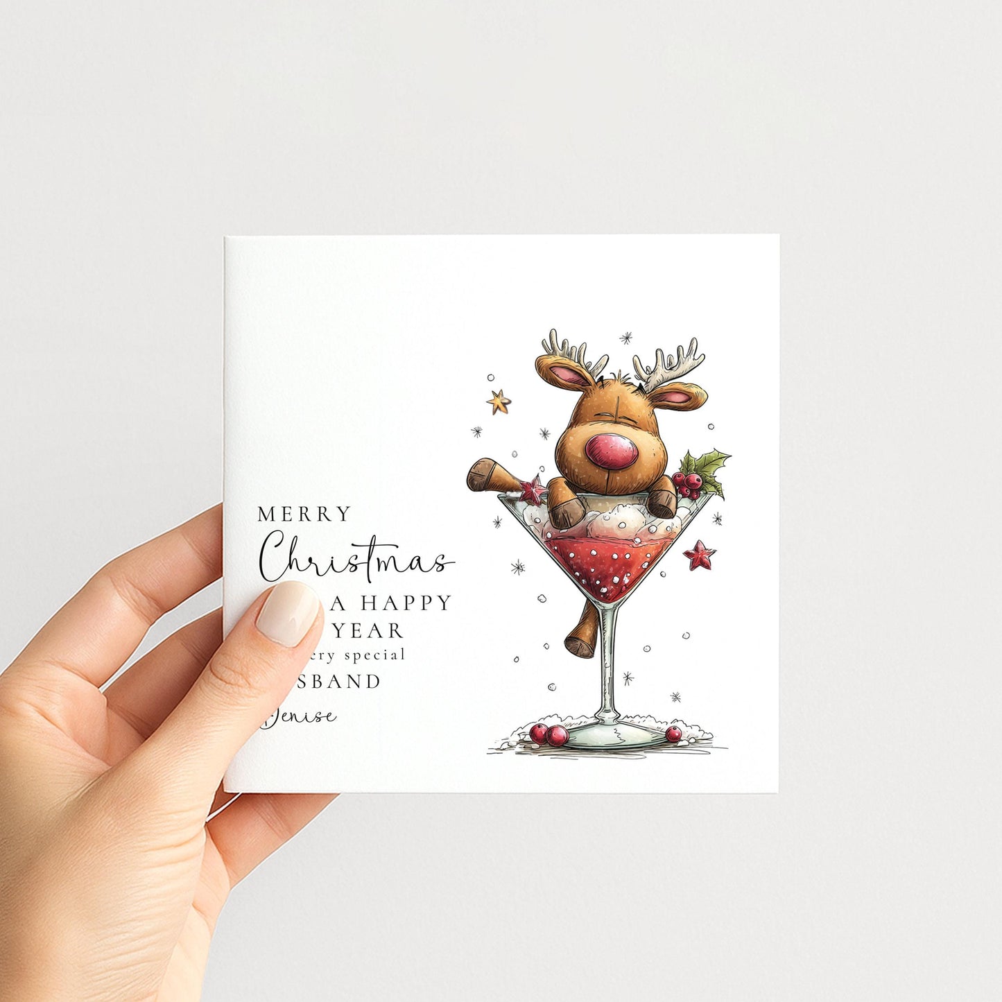 Funny Husband Christmas Card - Humorous Reindeer Design | Personalised Holiday Greeting (Copy)