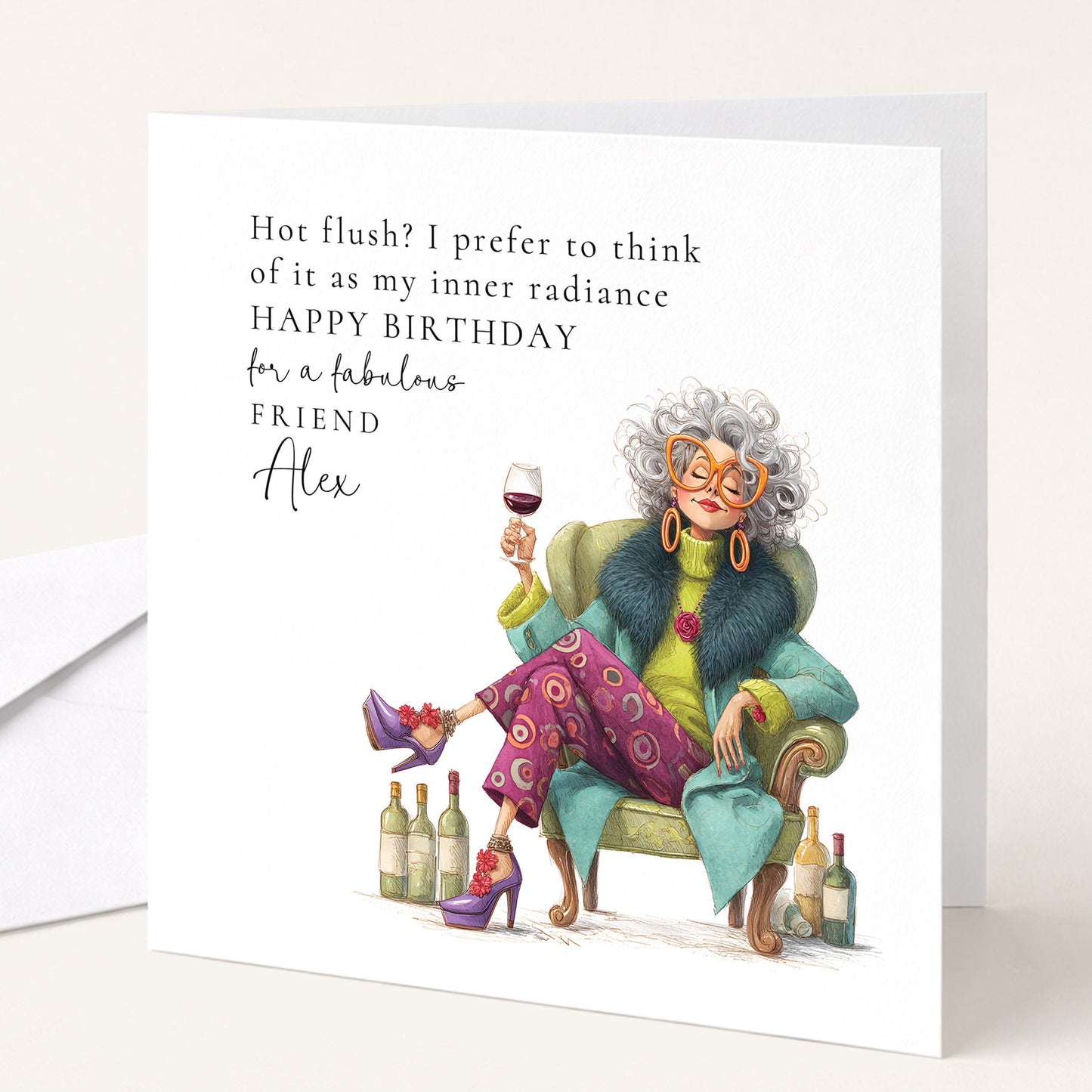 Funny Menopause Card - Humorous Birthday Card for Friend with Hot Flush Joke