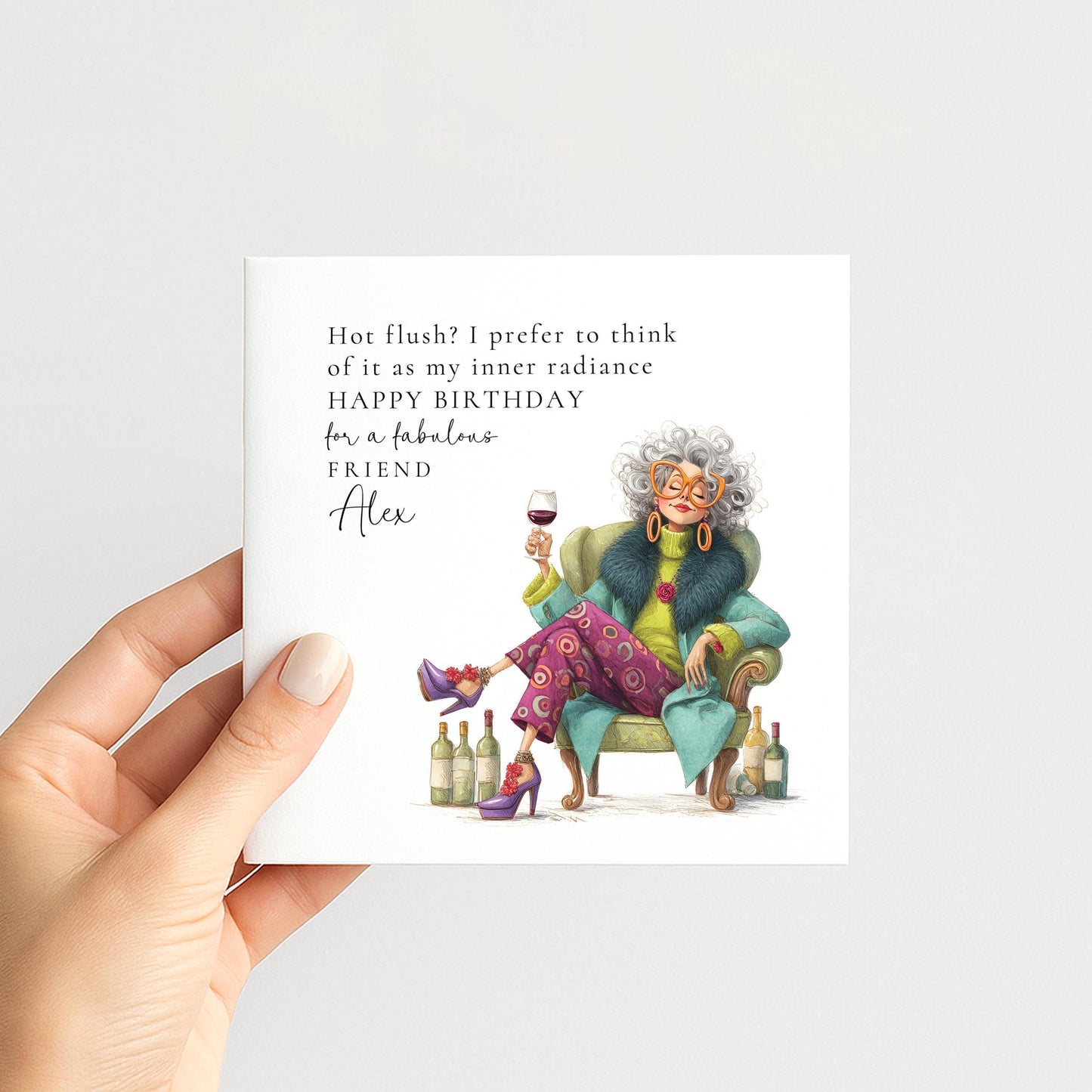 Funny Menopause Card - Humorous Birthday Card for Friend with Hot Flush Joke