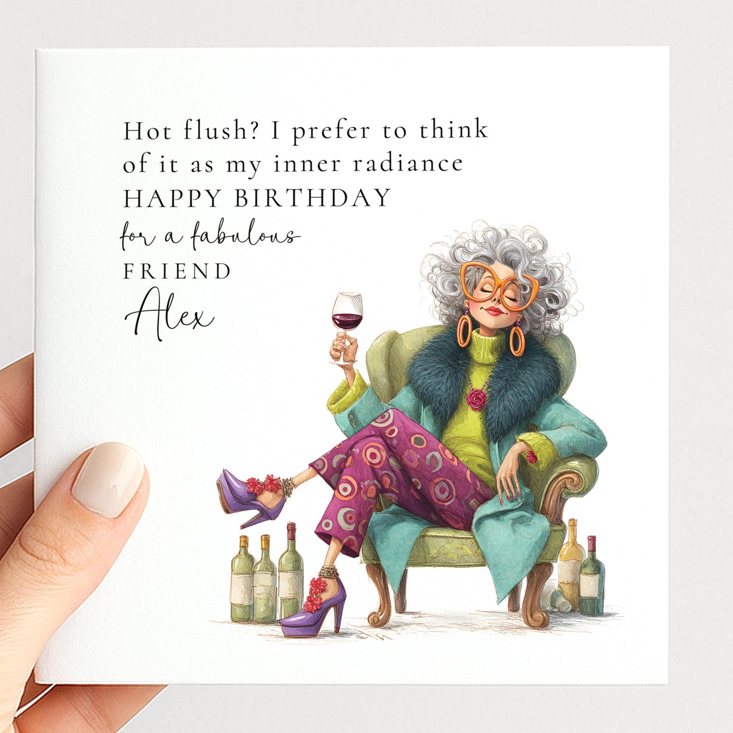 Funny Menopause Card - Humorous Birthday Card for Friend with Hot Flush Joke