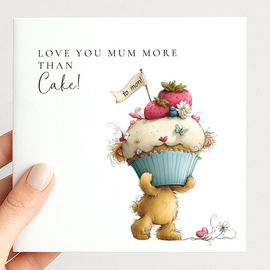 Funny Mother’s Day Card – Cute Bear Design, Personalised Mum Card Gift