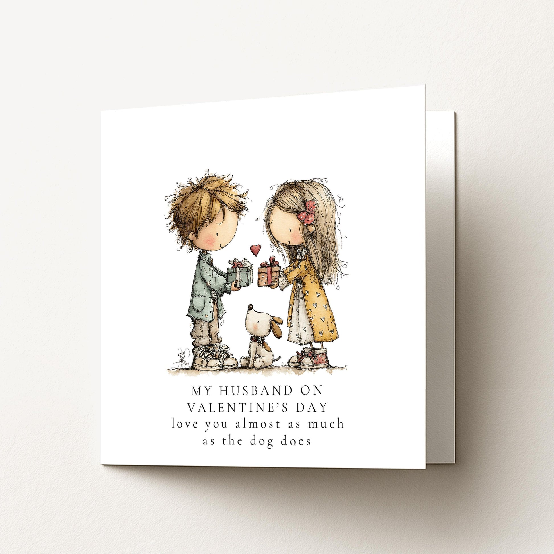 Funny Valentines Card - Personalised Husband Dog Lover Valentine With Matte Finish