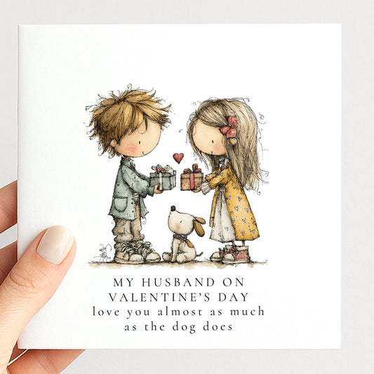 Funny Valentines Card - Personalised Husband Dog Lover Valentine With Matte Finish