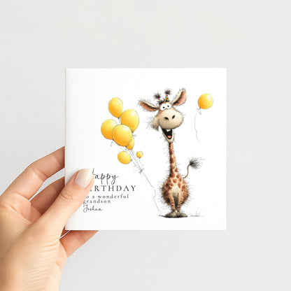 Giraffe Grandson Birthday Card