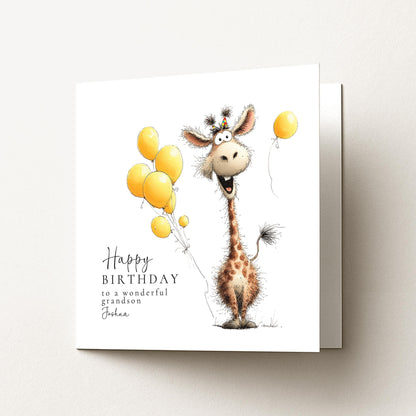 Giraffe Grandson Birthday Card