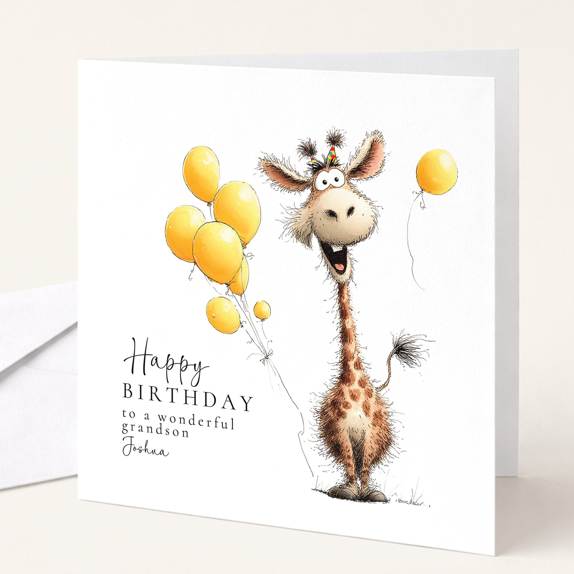 Giraffe Grandson Birthday Card