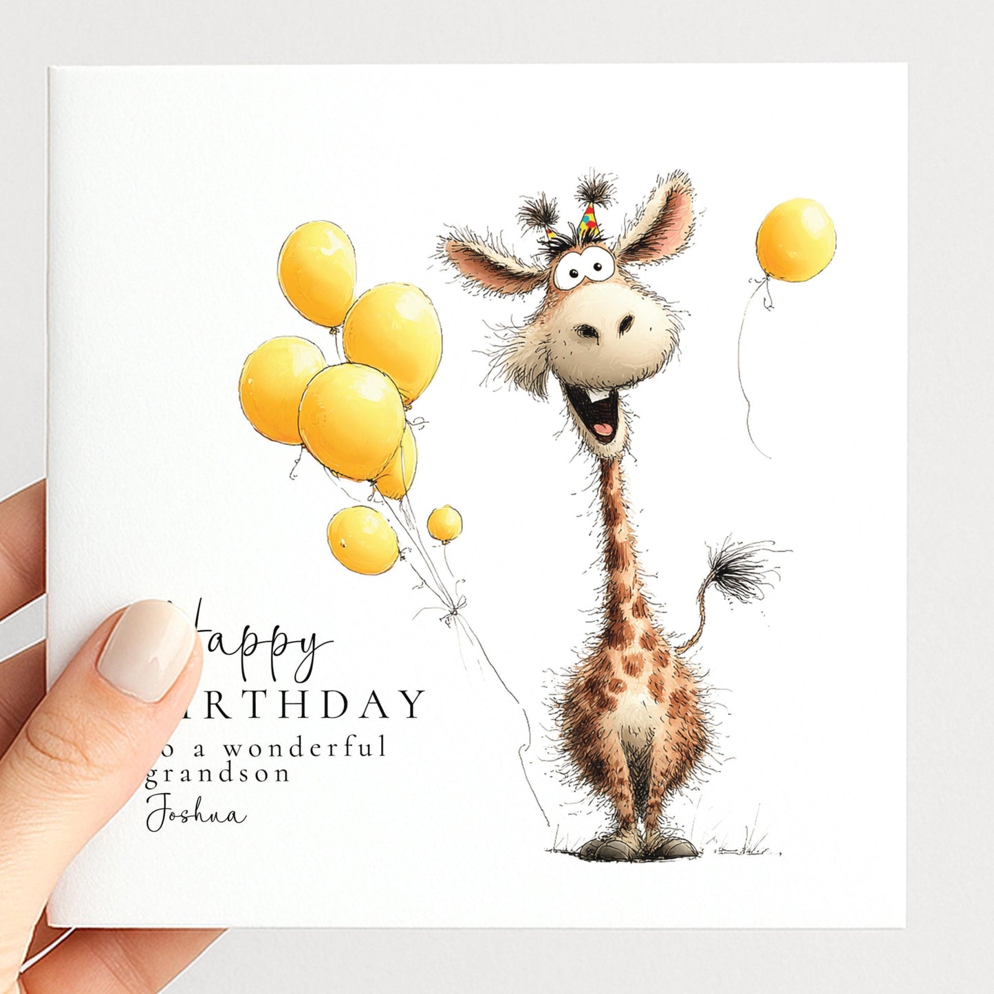 Giraffe Grandson Birthday Card