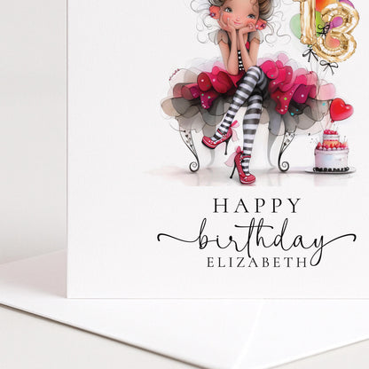 Girls 13th Birthday Card