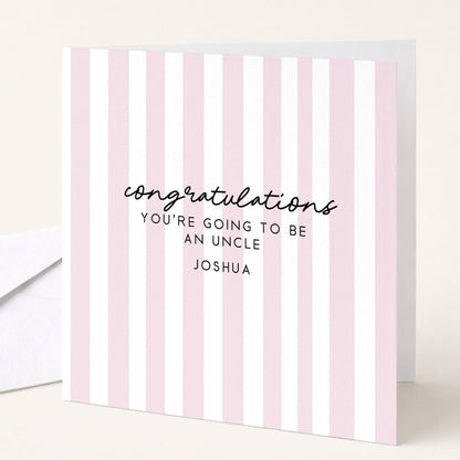 Going To Be Uncle Card – Personalised Sage Green Striped Announcement