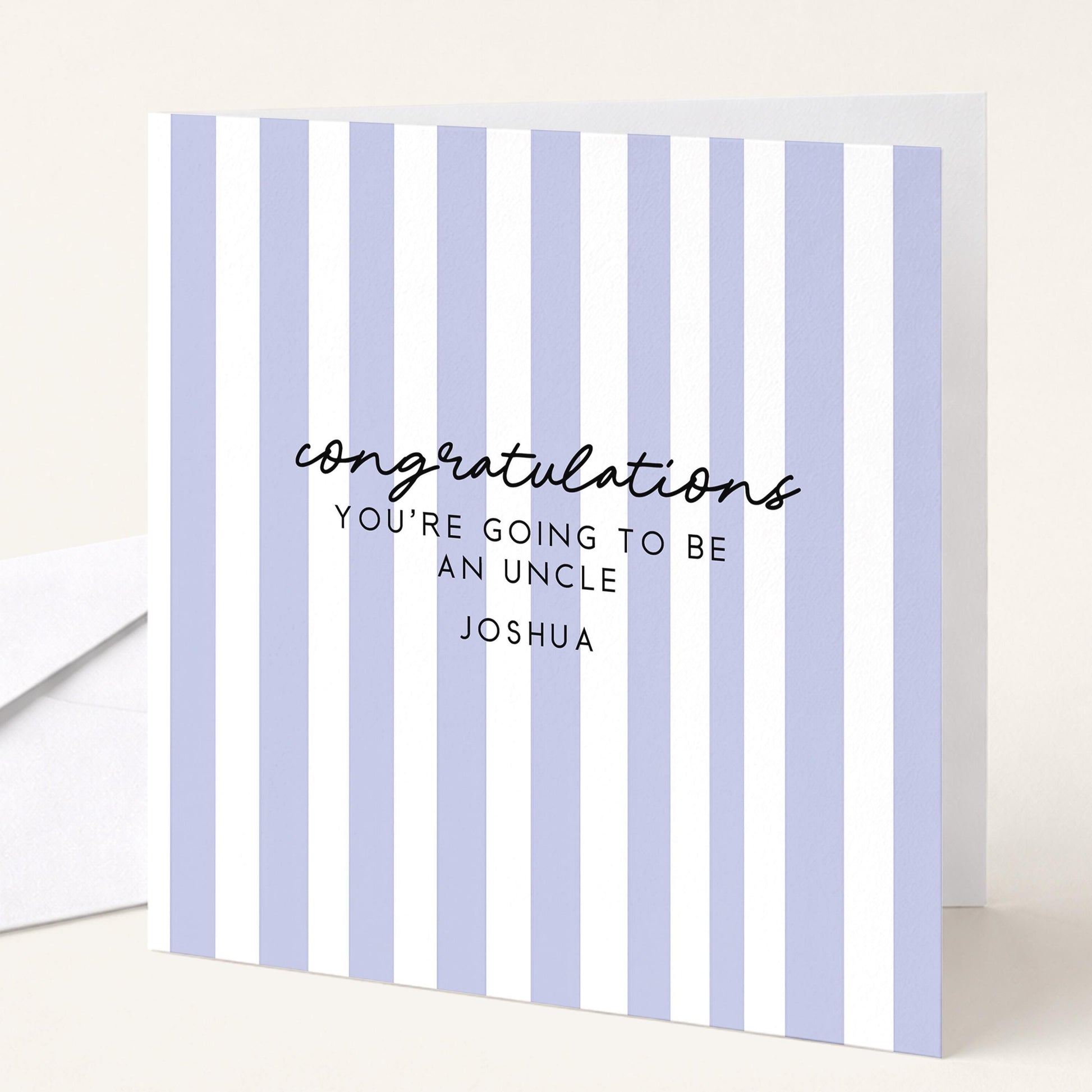 Going To Be Uncle Card – Personalised Sage Green Striped Announcement