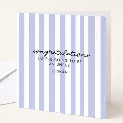 Going To Be Uncle Card – Personalised Sage Green Striped Announcement