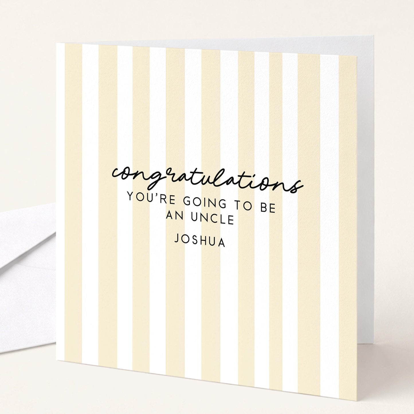 Going To Be Uncle Card – Personalised Sage Green Striped Announcement