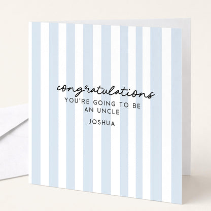 Going To Be Uncle Card – Personalised Sage Green Striped Announcement