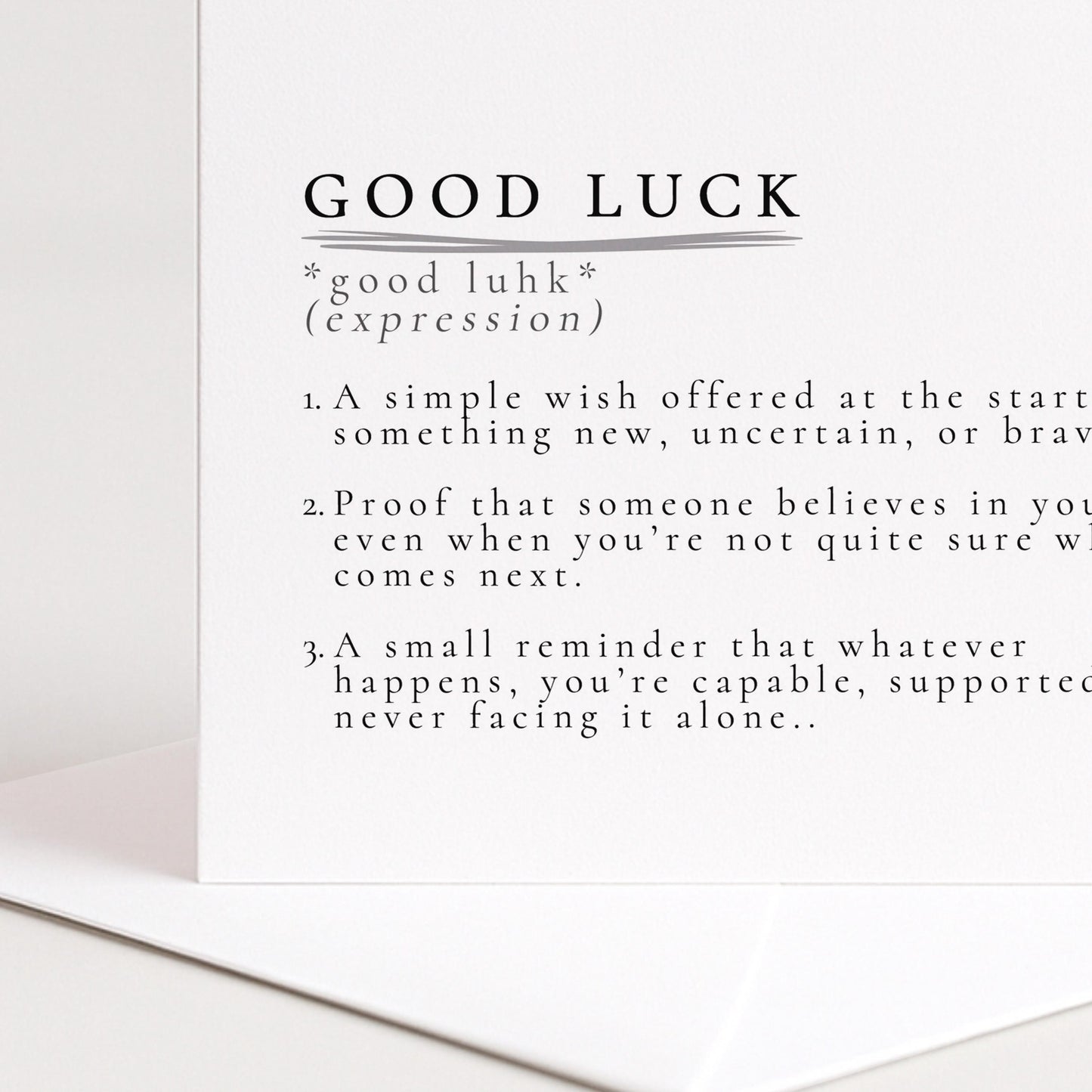 Good Luck Card – Encouragement Card With Supportive, Inspirational Message