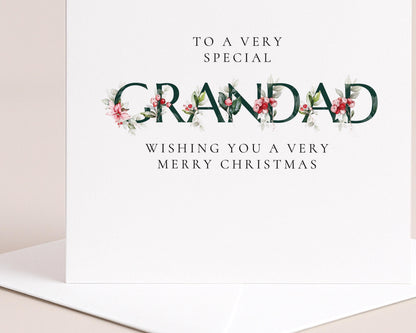 Grandad Christmas Card – Botanical Floral Festive Design With Matte Finish