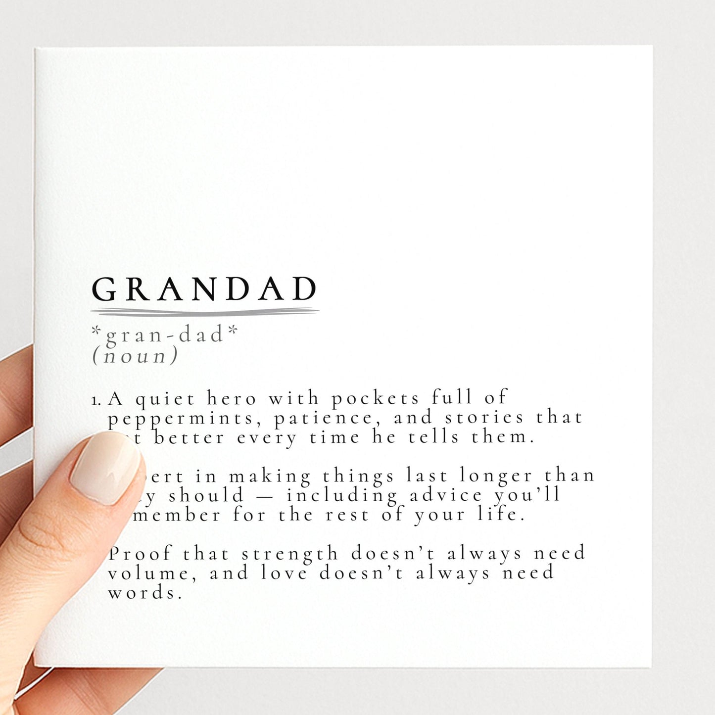 Grandad Definition Card – Sentimental Birthday Card With Premium Matte Finish